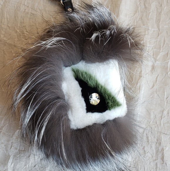 FENDI Charm Fur Bag Bug Monster Keychain - Picture 2 of 6